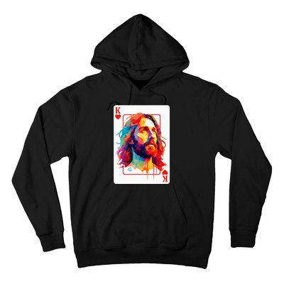 Jesus King Card Christian Christ Religious Believer Hearts Hoodie