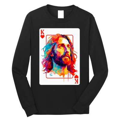 Jesus King Card Christian Christ Religious Believer Hearts Long Sleeve Shirt