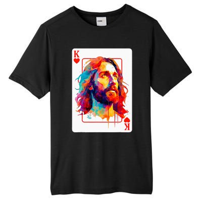 Jesus King Card Christian Christ Religious Believer Hearts Tall Fusion ChromaSoft Performance T-Shirt