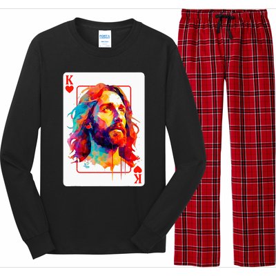 Jesus King Card Christian Christ Religious Believer Hearts Long Sleeve Pajama Set