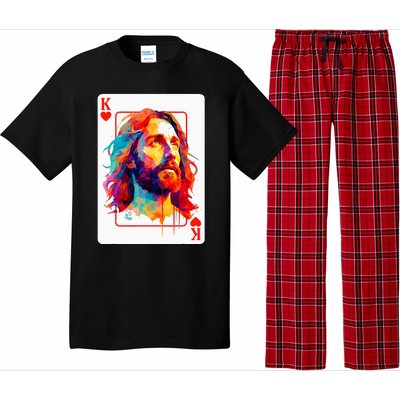 Jesus King Card Christian Christ Religious Believer Hearts Pajama Set