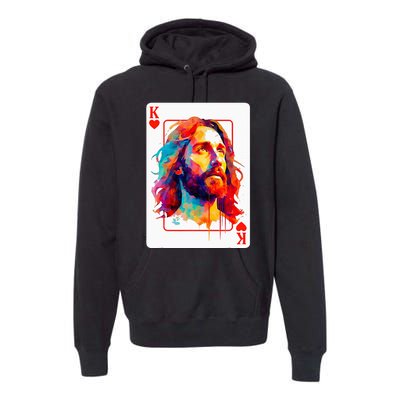 Jesus King Card Christian Christ Religious Believer Hearts Premium Hoodie