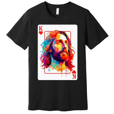 Jesus King Card Christian Christ Religious Believer Hearts Premium T-Shirt