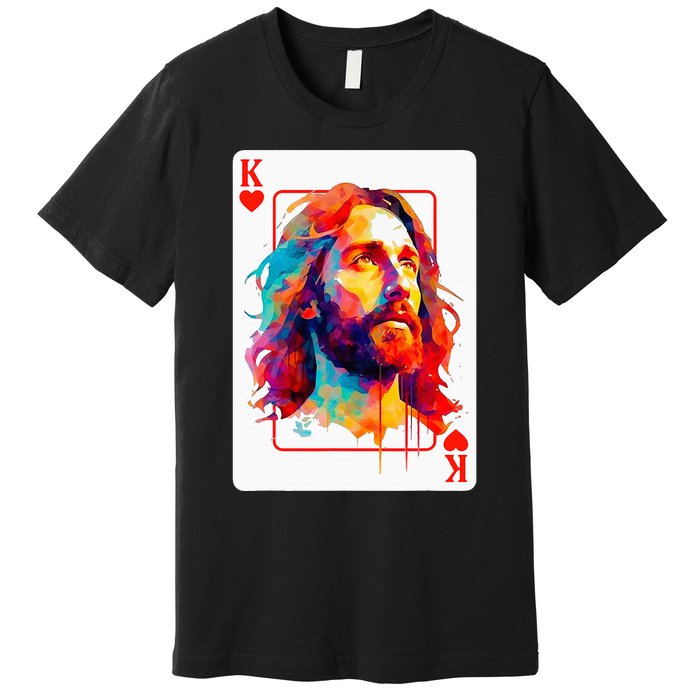 Jesus King Card Christian Christ Religious Believer Hearts Premium T-Shirt