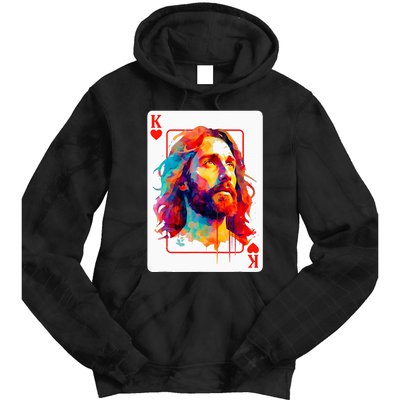 Jesus King Card Christian Christ Religious Believer Hearts Tie Dye Hoodie