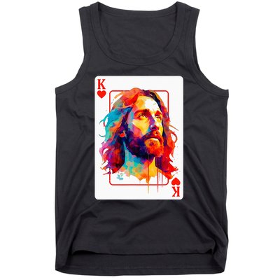 Jesus King Card Christian Christ Religious Believer Hearts Tank Top