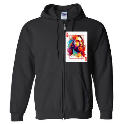 Jesus King Card Christian Christ Religious Believer Hearts Full Zip Hoodie