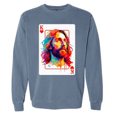 Jesus King Card Christian Christ Religious Believer Hearts Garment-Dyed Sweatshirt