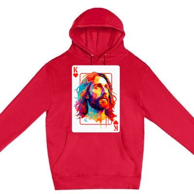 Jesus King Card Christian Christ Religious Believer Hearts Premium Pullover Hoodie