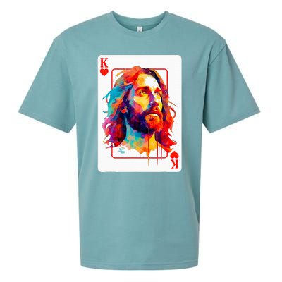 Jesus King Card Christian Christ Religious Believer Hearts Sueded Cloud Jersey T-Shirt