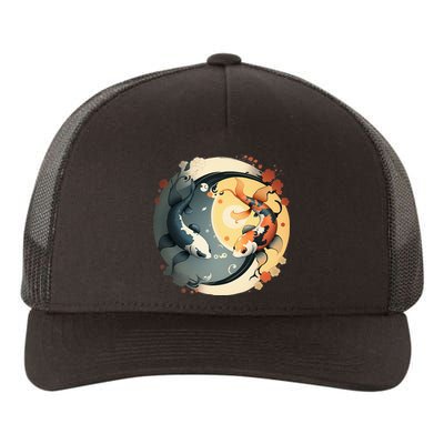 Japanese Koi Fish Yin Yang Yupoong Adult 5-Panel Trucker Hat