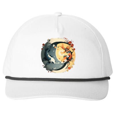 Japanese Koi Fish Yin Yang Snapback Five-Panel Rope Hat