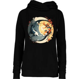 Japanese Koi Fish Yin Yang Womens Funnel Neck Pullover Hood