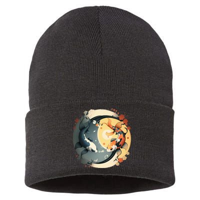 Japanese Koi Fish Yin Yang Sustainable Knit Beanie