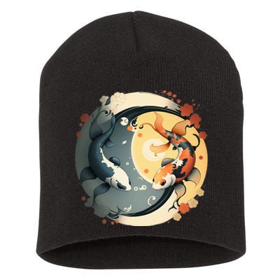 Japanese Koi Fish Yin Yang Short Acrylic Beanie