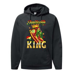 Juneteenth King Funny Shoe Steppin Into Juneteenth Black King Performance Fleece Hoodie