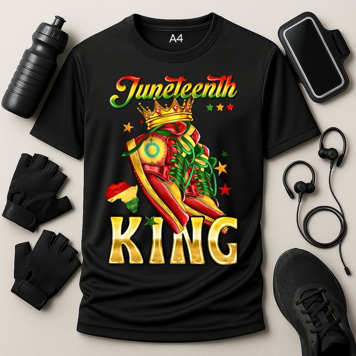 Juneteenth King Funny Shoe Steppin Into Juneteenth Black King Performance Shirt