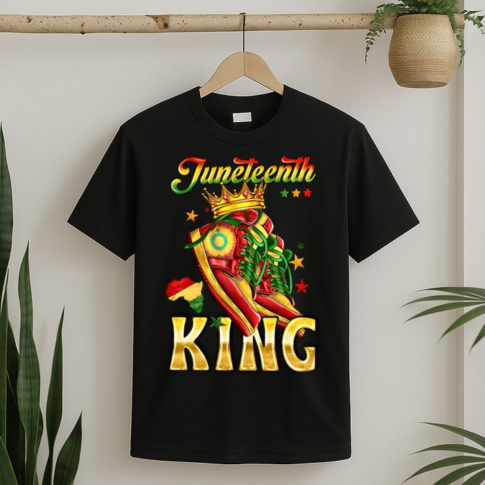 Juneteenth King Funny Shoe Steppin Into Juneteenth Black King T-Shirt