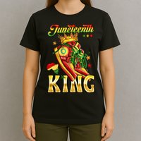 Juneteenth King Funny Shoe Steppin Into Juneteenth Black King T-Shirt