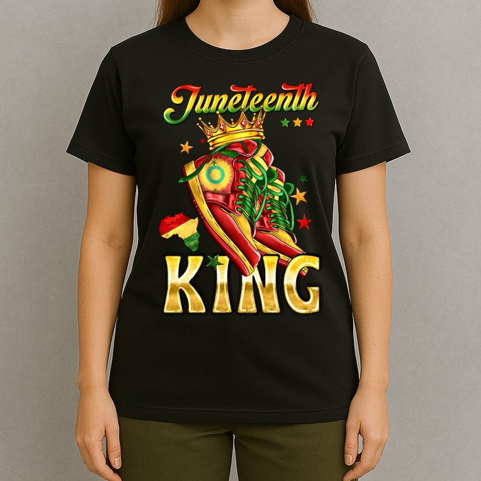 Juneteenth King Funny Shoe Steppin Into Juneteenth Black King T-Shirt