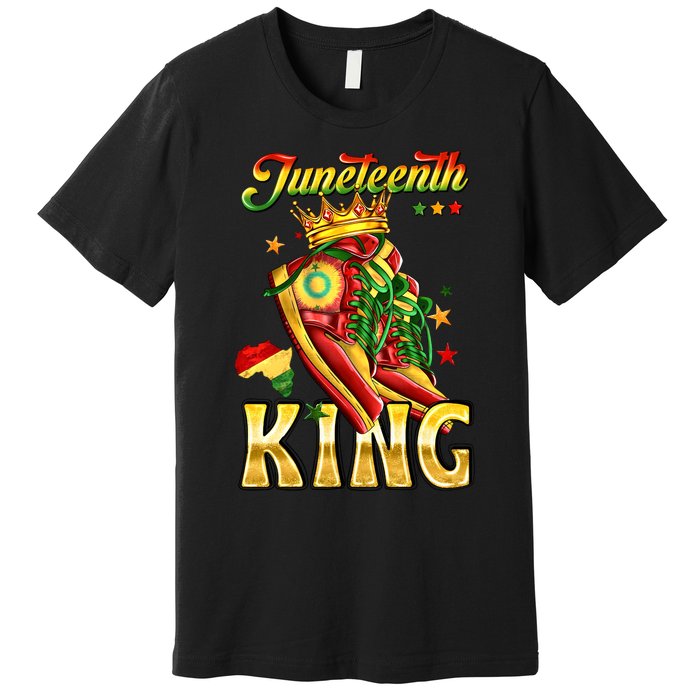 Juneteenth King Funny Shoe Steppin Into Juneteenth Black King Premium T-Shirt