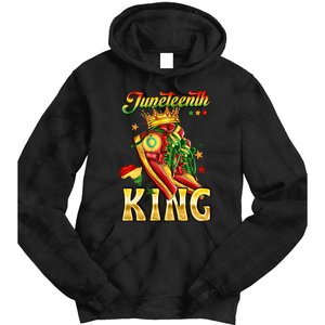 Juneteenth King Funny Shoe Steppin Into Juneteenth Black King Tie Dye Hoodie