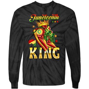 Juneteenth King Funny Shoe Steppin Into Juneteenth Black King Tie-Dye Long Sleeve Shirt