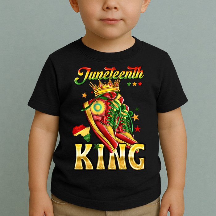 Juneteenth King Funny Shoe Steppin Into Juneteenth Black King Toddler T-Shirt