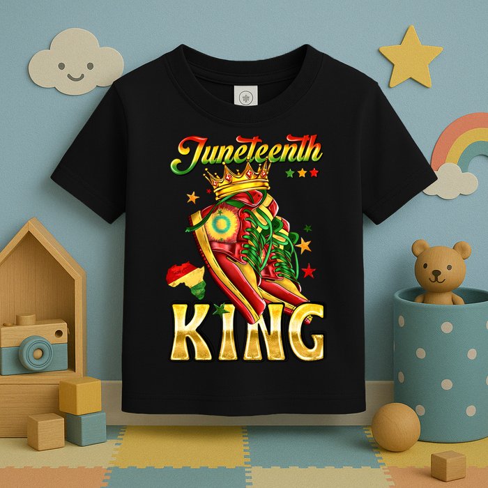 Juneteenth King Funny Shoe Steppin Into Juneteenth Black King Toddler T-Shirt