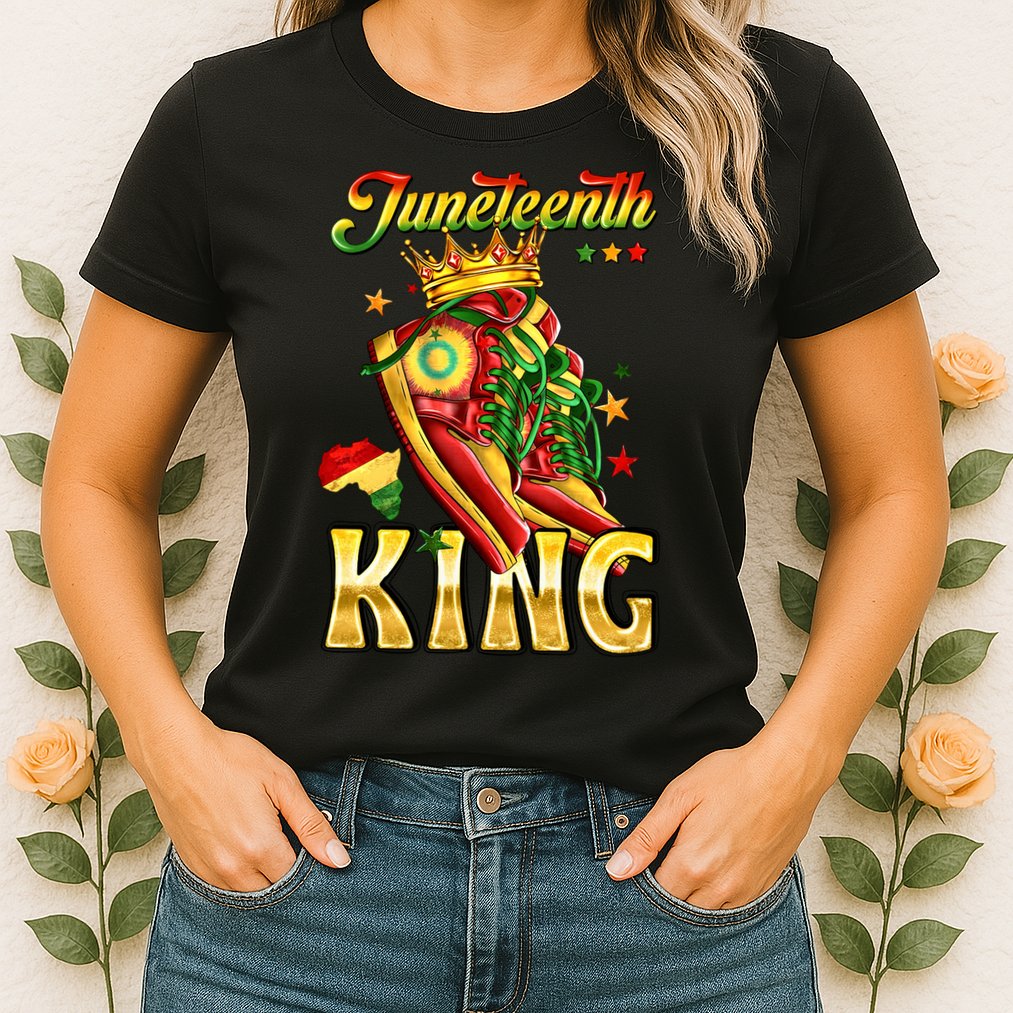 Juneteenth King Funny Shoe Steppin Into Juneteenth Black King Womens T-Shirt