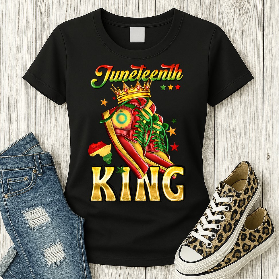 Juneteenth King Funny Shoe Steppin Into Juneteenth Black King Womens T-Shirt