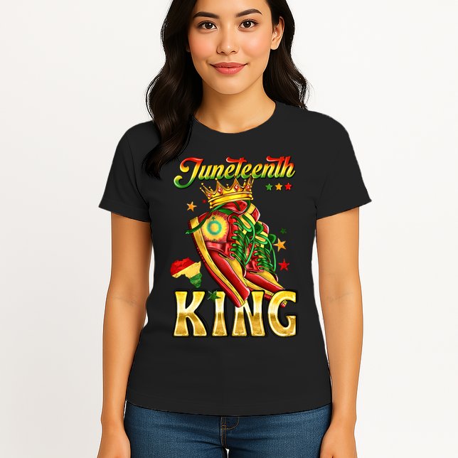 Juneteenth King Funny Shoe Steppin Into Juneteenth Black King Womens T-Shirt