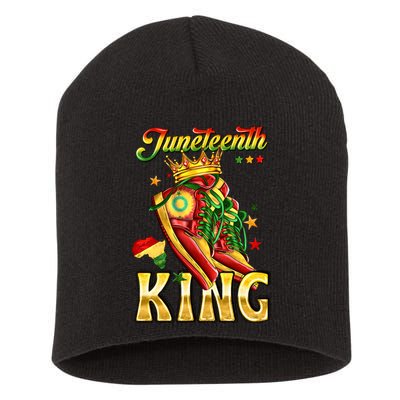 Juneteenth King Funny Shoe Steppin Into Juneteenth Black King Short Acrylic Beanie