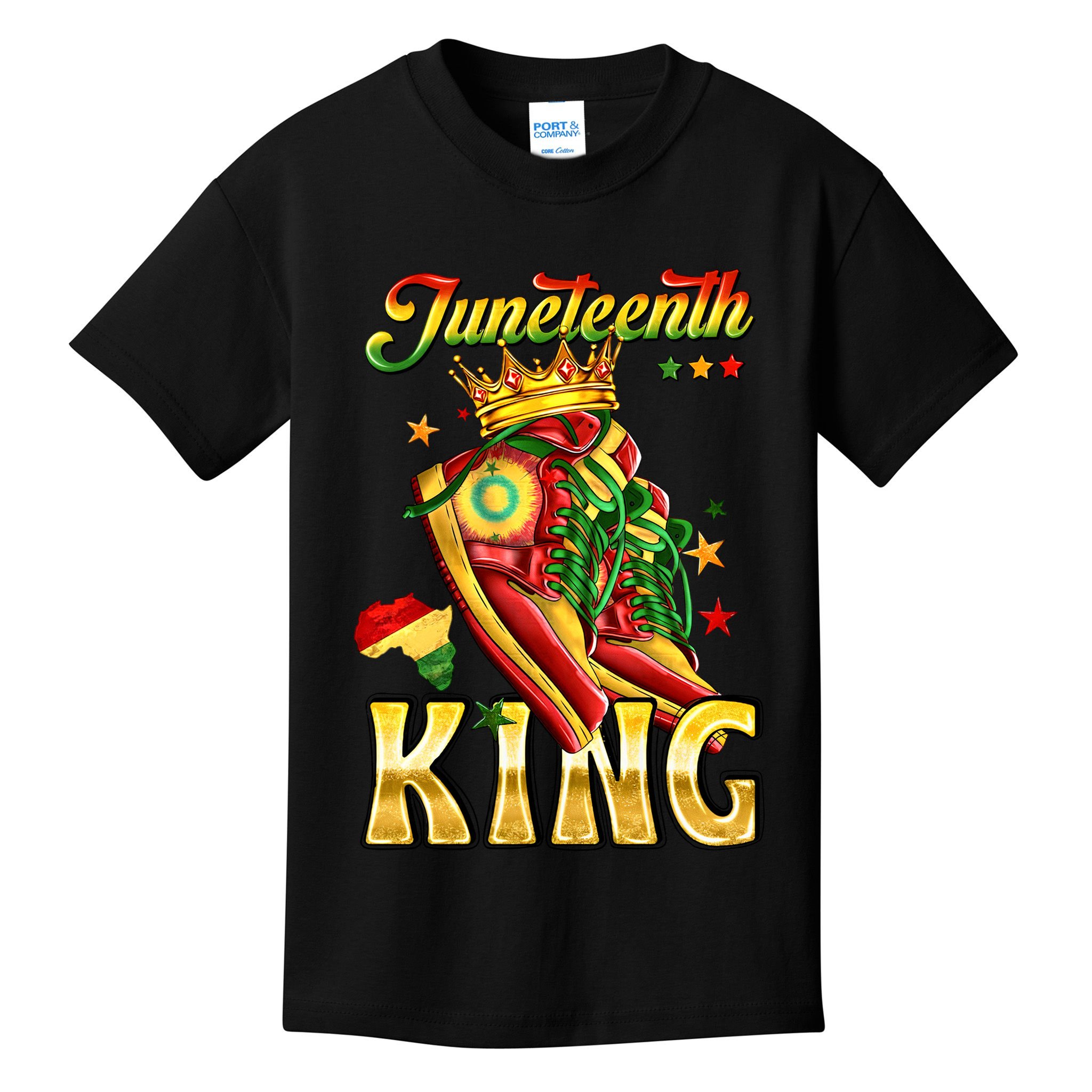 Juneteenth King Funny Shoe Steppin Into Juneteenth Black King Kids T-Shirt