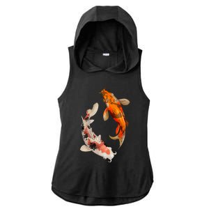 Japanese Koi Fish Ladies PosiCharge Tri-Blend Wicking Draft Hoodie Tank