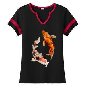 Japanese Koi Fish Ladies Halftime Notch Neck Tee