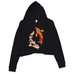 Japanese Koi Fish Crop Fleece Hoodie