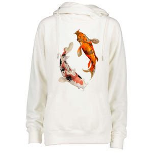 Japanese Koi Fish Womens Funnel Neck Pullover Hood