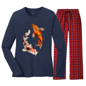 Japanese Koi Fish Women's Long Sleeve Flannel Pajama Set 