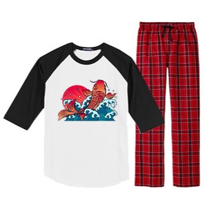 Japanese Koi Fish Breaching The Water Sunset Raglan Sleeve Pajama Set