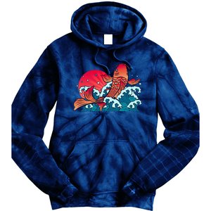 Japanese Koi Fish Breaching The Water Sunset Tie Dye Hoodie