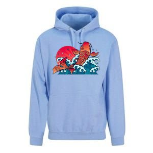 Japanese Koi Fish Breaching The Water Sunset Unisex Surf Hoodie