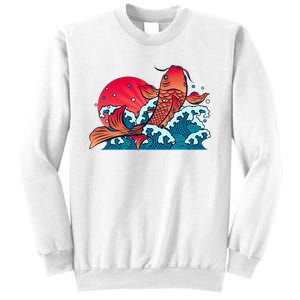 Japanese Koi Fish Breaching The Water Sunset Sweatshirt