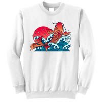 Japanese Koi Fish Breaching The Water Sunset Sweatshirt