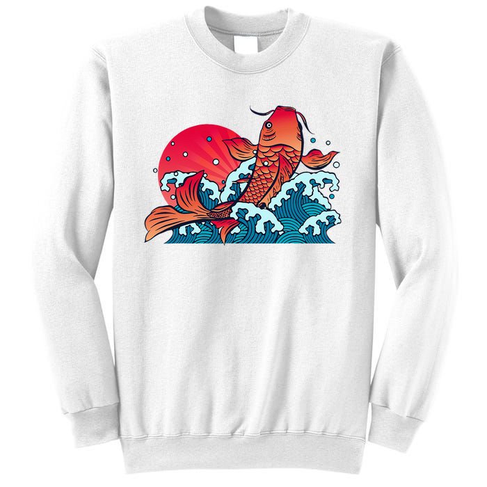 Japanese Koi Fish Breaching The Water Sunset Sweatshirt