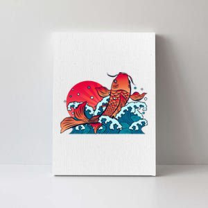 Japanese Koi Fish Breaching The Water Sunset Canvas