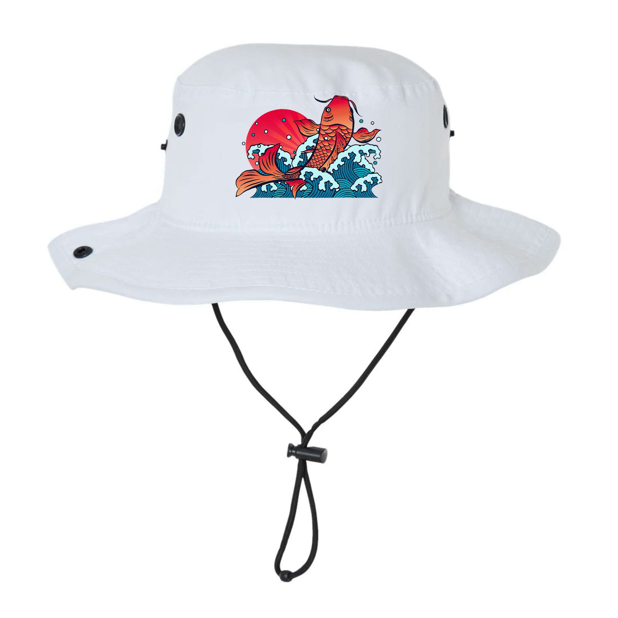 Japanese Koi Fish Breaching The Water Sunset Bucket Hat