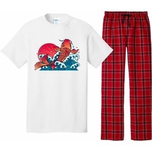 Japanese Koi Fish Breaching The Water Sunset Pajama Set