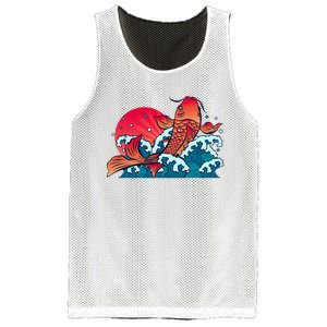 Japanese Koi Fish Breaching The Water Sunset Mesh Reversible Basketball Jersey Tank