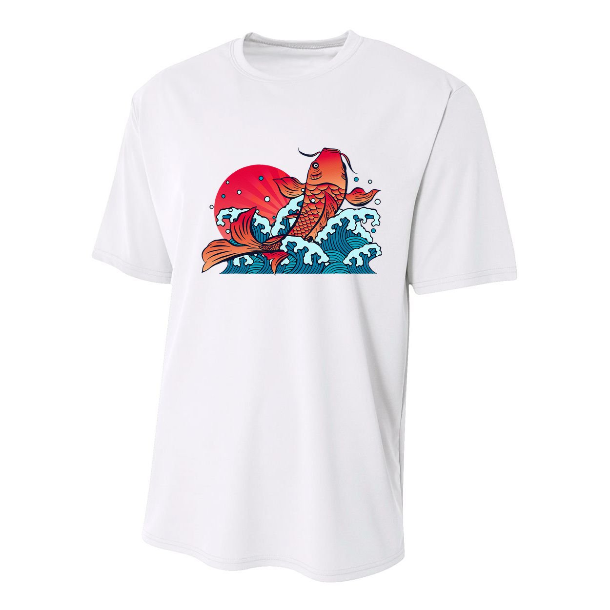 Japanese Koi Fish Breaching The Water Sunset Youth Performance Sprint T-Shirt